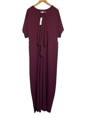 Chico’s NWT Maxi size 3(XL) Jumpsuit Dolman Sleeves in a Deep Chianti Burgundy